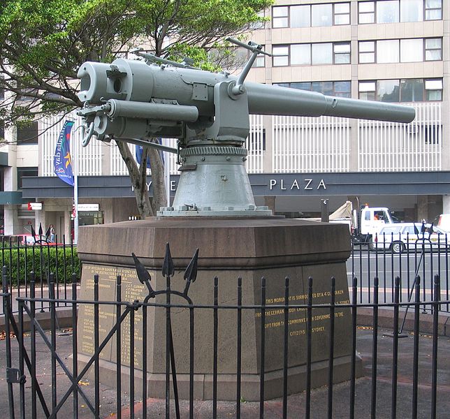 Emden's 105 mm cannon trophy now in Hyde Park, Sydney