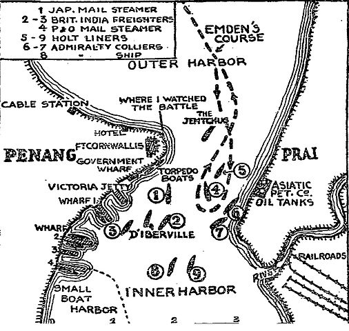 Map of the Raid and battle of Penang