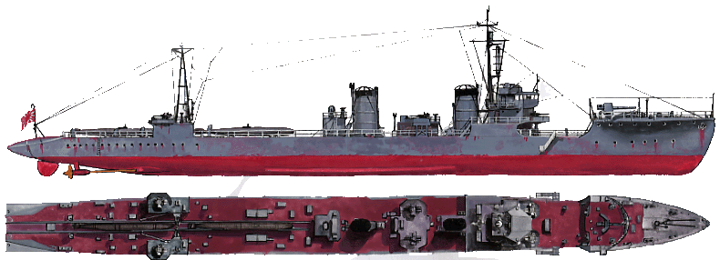 Le Namikaze en 1945, transport de Kaiten.