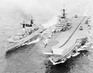 HMS Broadsword and HMS Hermes, en route to the Falklands, 1982