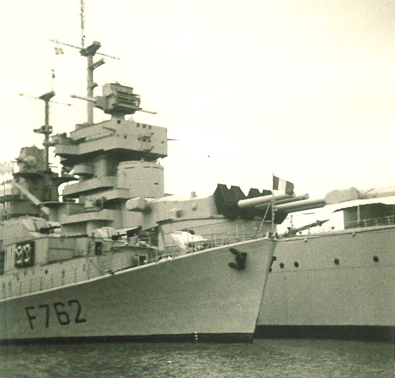 Battleship Jean Bart at Toulon, 1968, deactivated but showing her impressive 1950s refit