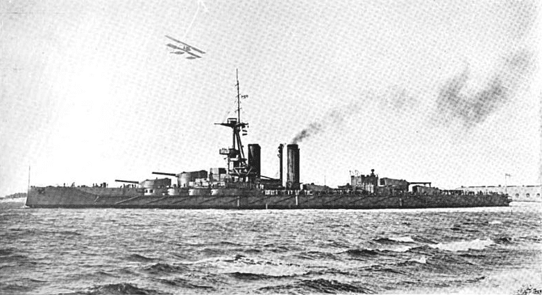 HMS Iron Duke and floatplane