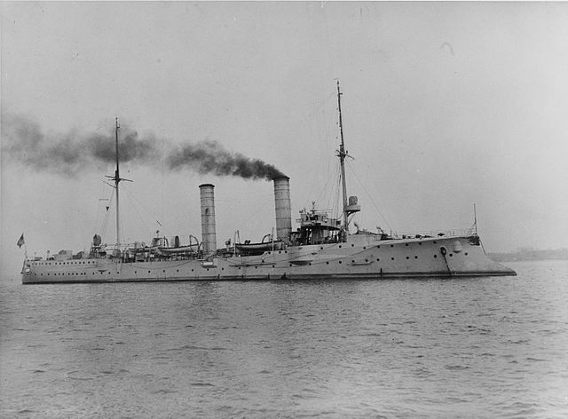 SMS Amazone at anchor