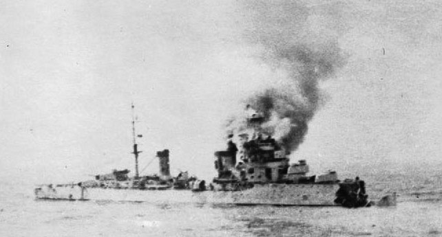 Colleoni in action with HMAS Sydney July 1940