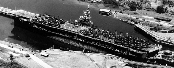 USS Ranger CV-4 in Panama Canal, 1945