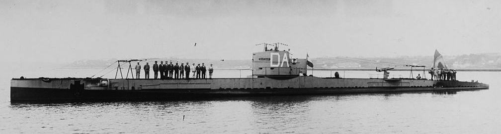 French Submarine Daphne at anchor in the 1920s