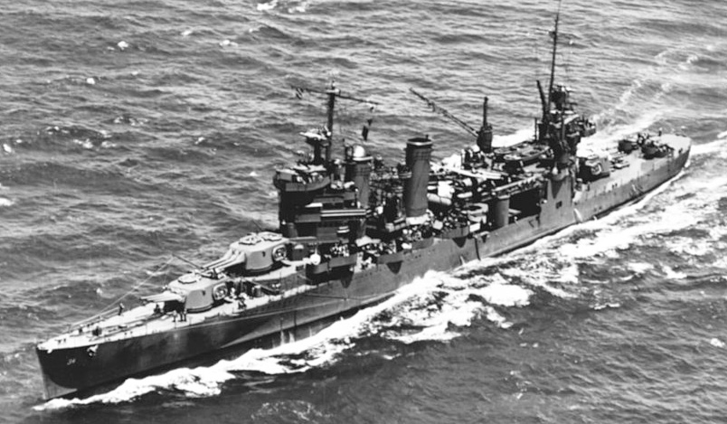 USS Astoria operating in Hawaiian waters on 8 July 1942