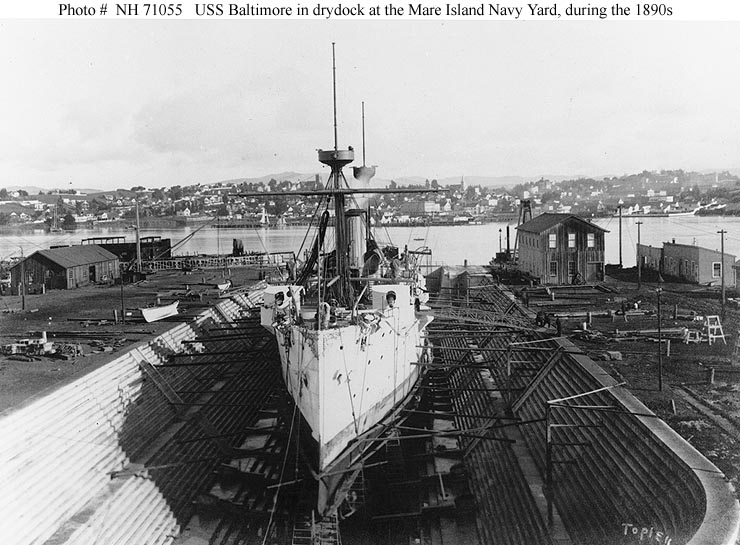 USS Baltimore at Mare Island naval yard in 1892