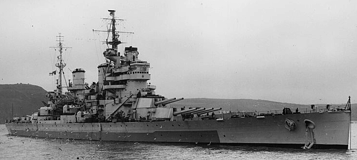 HMS Anson at Devonport, March 1945