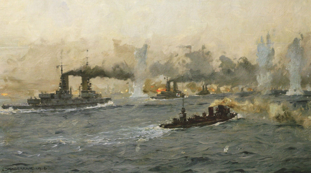 painting of the battlefield at Jutland