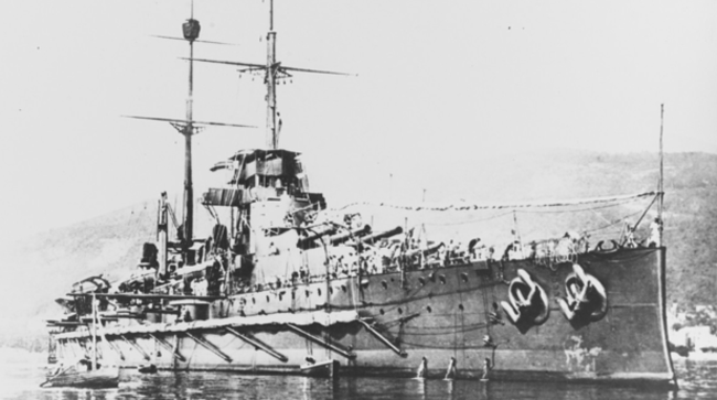 SMS Tegetthoff at anchor