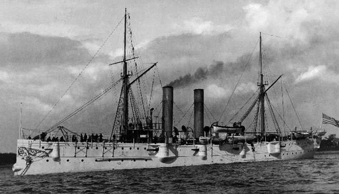 USS Detroit, montgomery class cruisers, at anchor