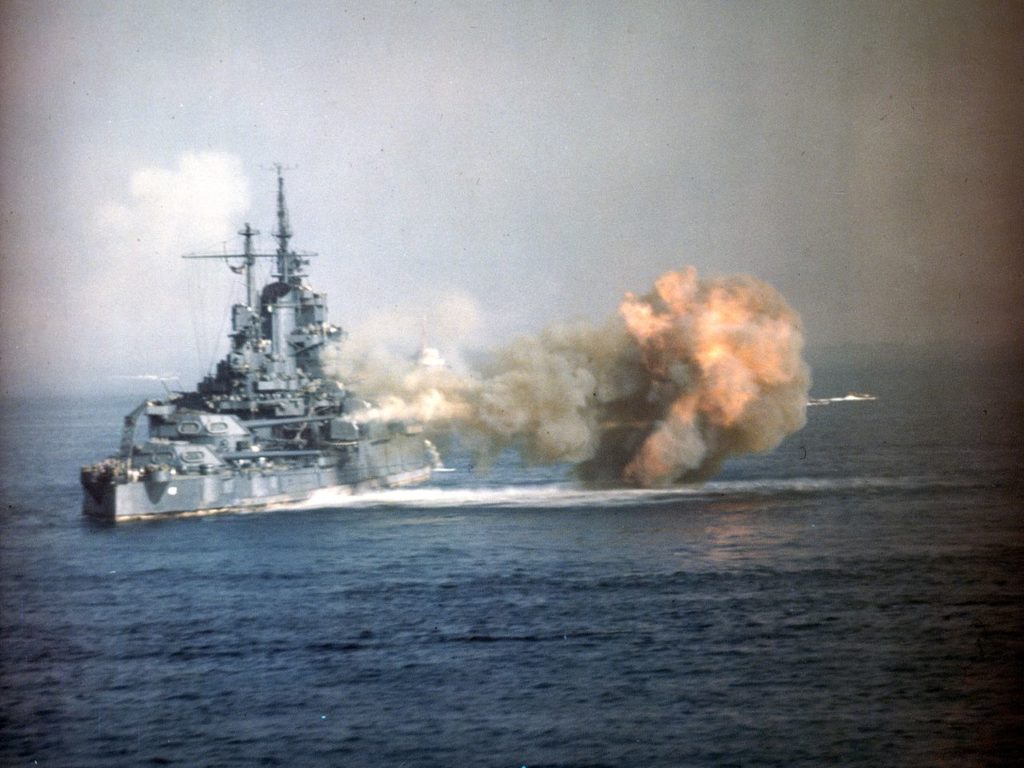 USS Idaho shelling Okinawa