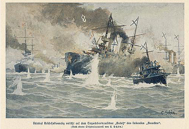 Painting the battle of Tushima strait 1905