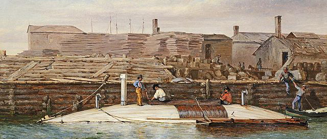 Conrad Wise Chapman - Painting of the David at Charleston Dock, 25 October 1863