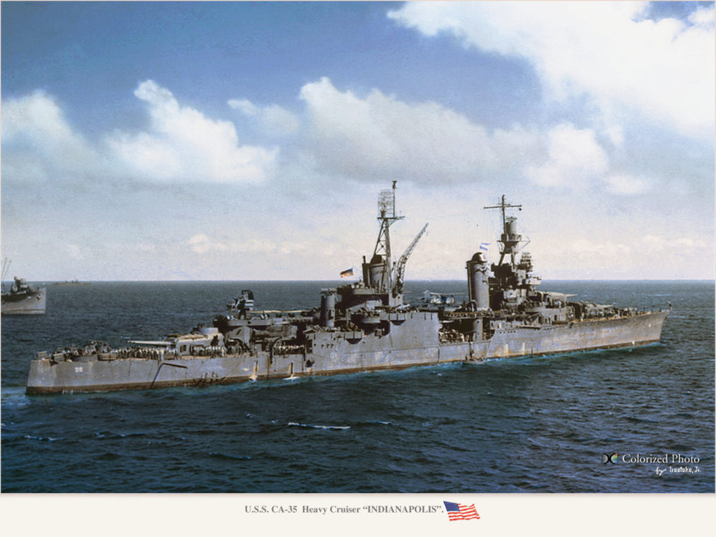 USS Indianapolis in 1944, colorized y Hirootoko Jr