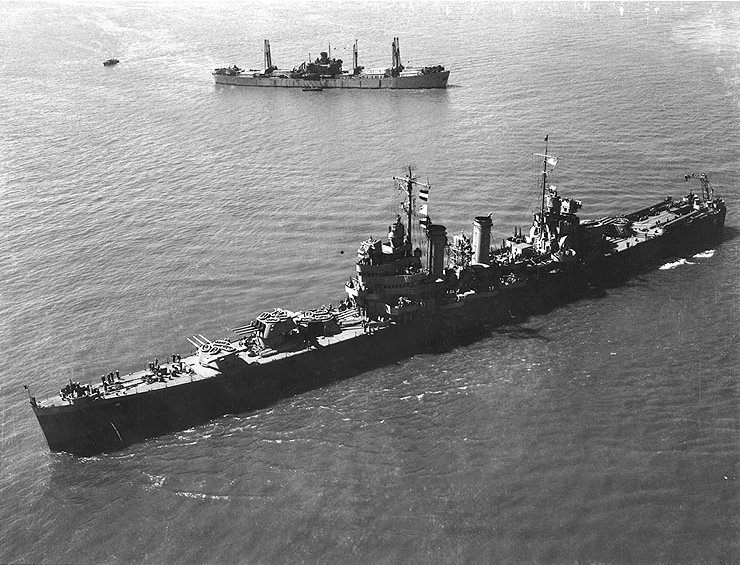 USS Philadelphia off New York 26 April 1943, front view