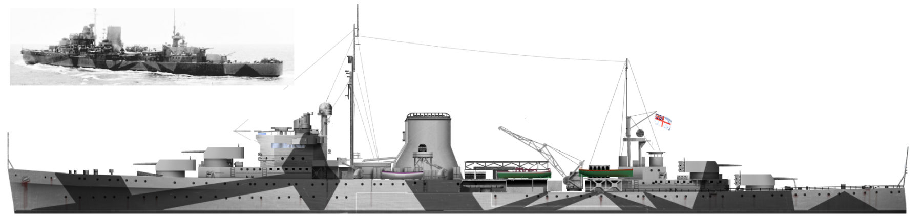 HMS leander in 1942 - Author's HD illustration