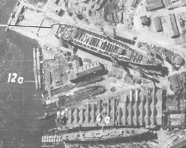Sovietsky Soyuz photographed by a German plane on 26 June 1941 in the Baltic Yard