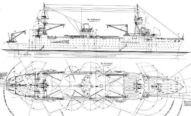 Official Marine Nationale's archives general blueprint of the Cdt Teste