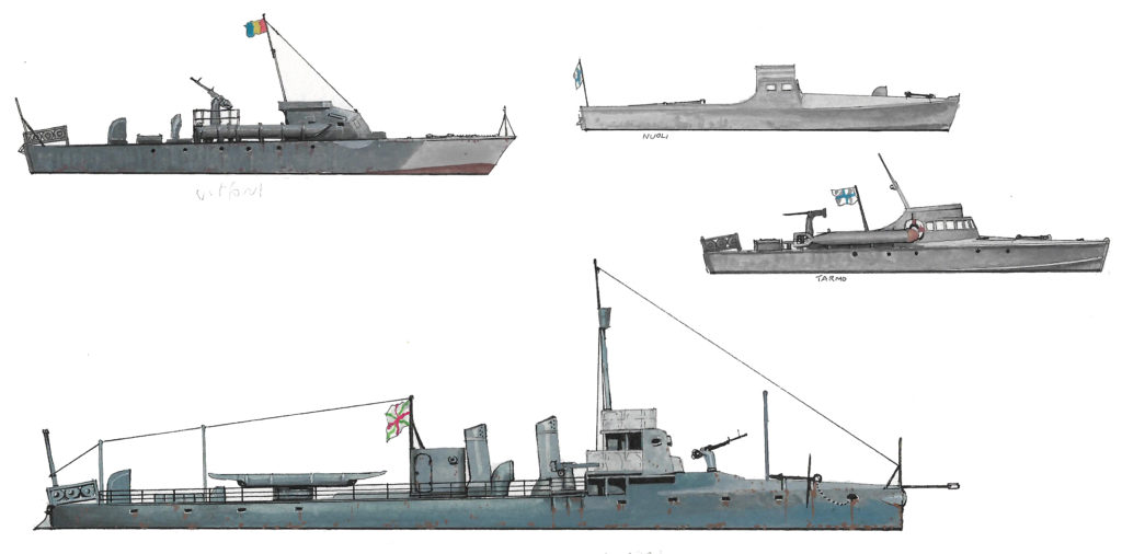 Various small ships