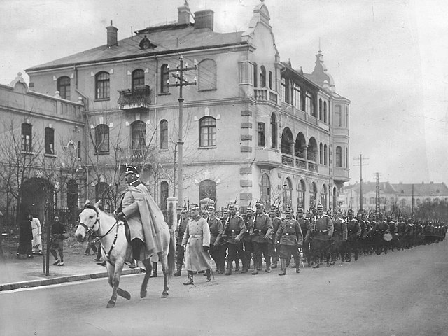 German troops parading en route to the frontline in Tsingtao