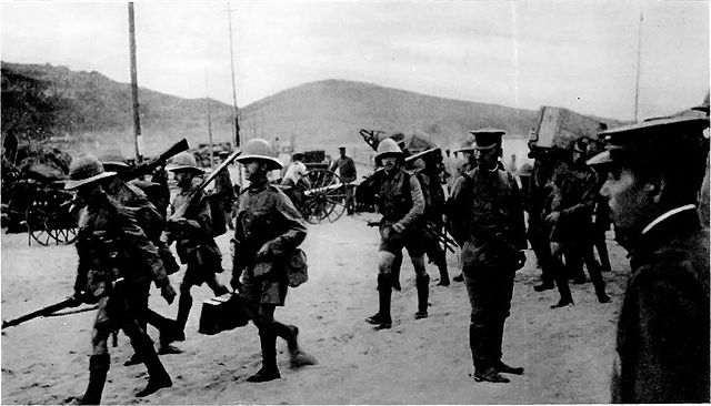 British troops arrives at Tsingato in 1914