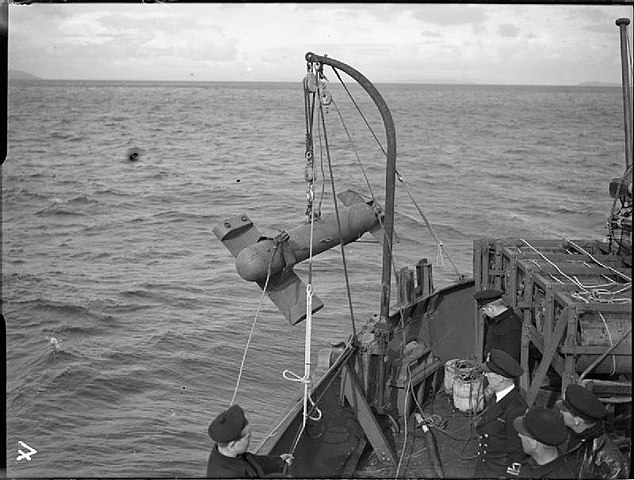 Paravane deployed by HMS Bentick off Greenock