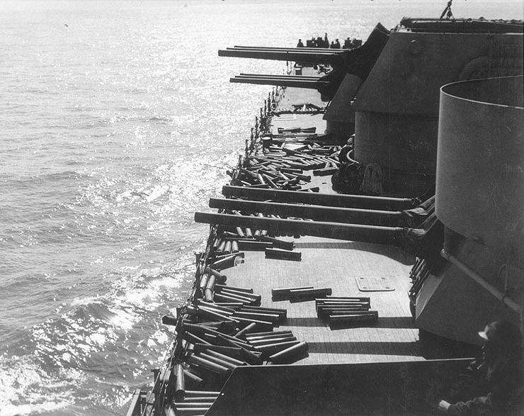 6 in guns USS Brooklyn firing Sicily