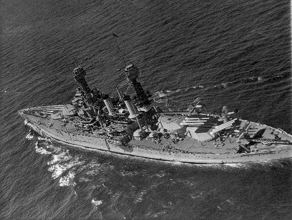 USS Tennessee in 1936, aerial view.