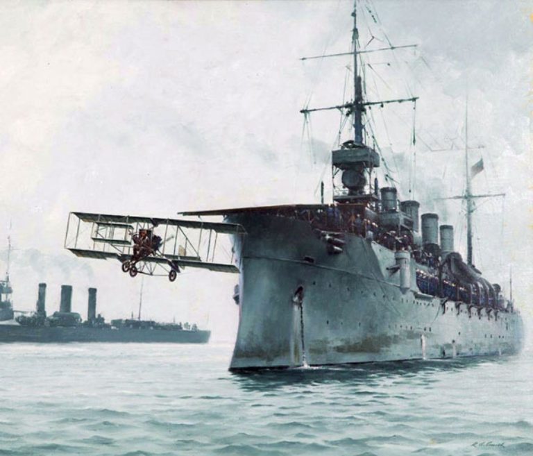 USS Birmingham launching Eugen Ely