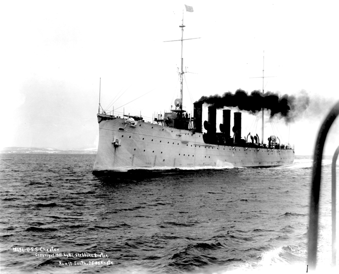 The USS Chester, racing towards the sinking Titanic