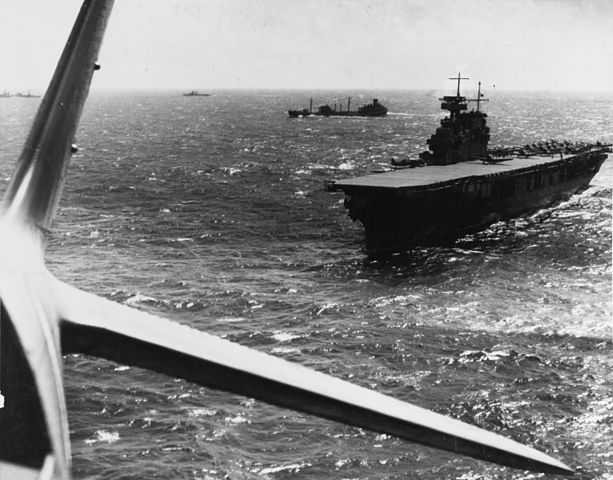 USS Yorktown at the Battle of the Coral Sea, April 1942