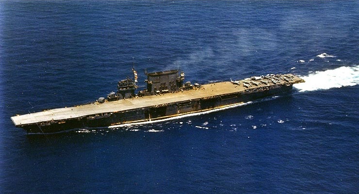 USS Saratoga after refit in 1942