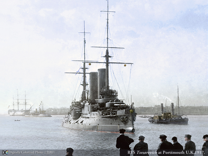 Tsesarevich in Portsmouth, colorized by Hirootoko Jr