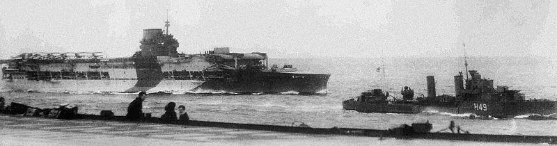 HMS Glorious, last picture, departing for Norway