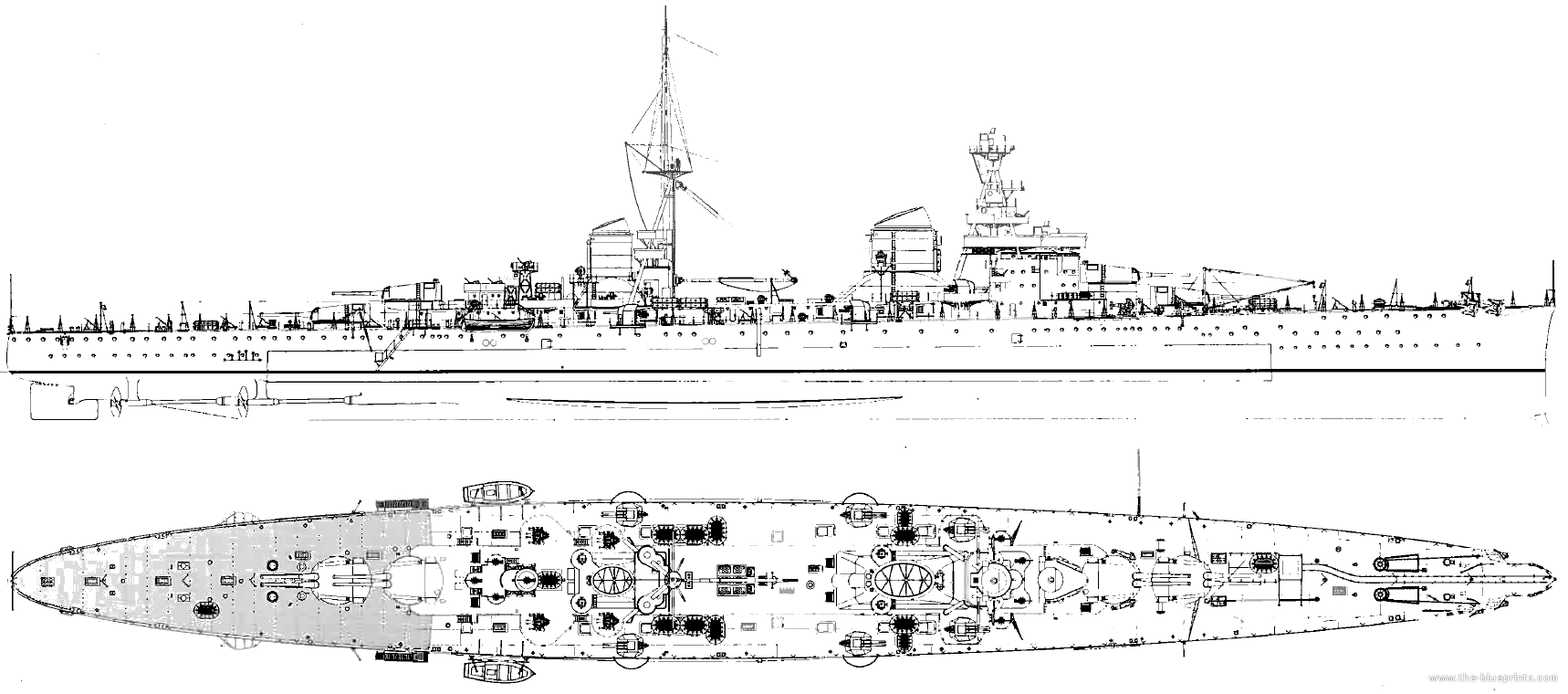 Blueprint of the Trieste class in 1942