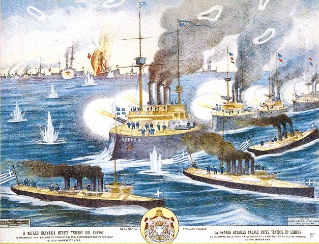 The battle of Tenedos and Lemnos, 1913