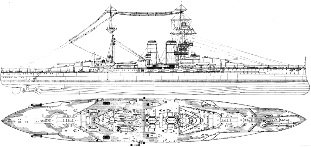 HD blueprint of HMS Barham as built in 1915