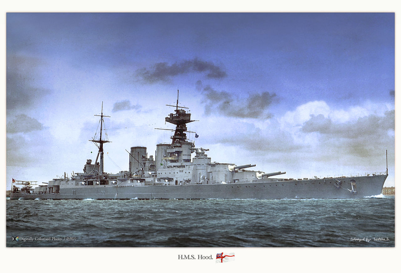 HMS Hood, colorized by Irootoko Jr.