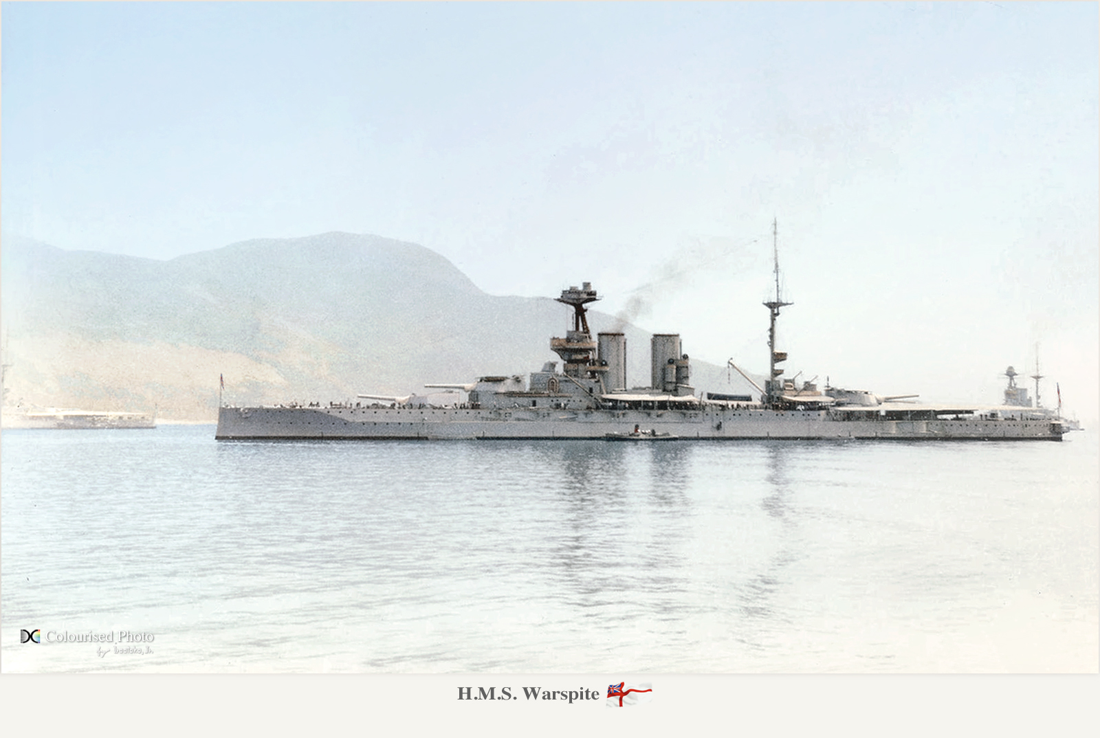 HMS Warspite in the Mediterranean, 1919 - colorized by irootoko Jr.