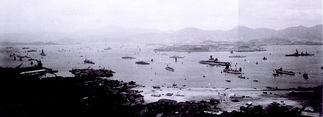 Hermes in obervation of the IJN fleet in Hong Kong, 1928
