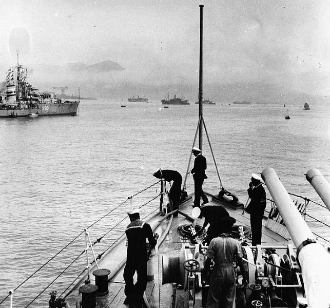 HMIS SUTLEJ leaves HongKong for Japan's Occupation force in 1945