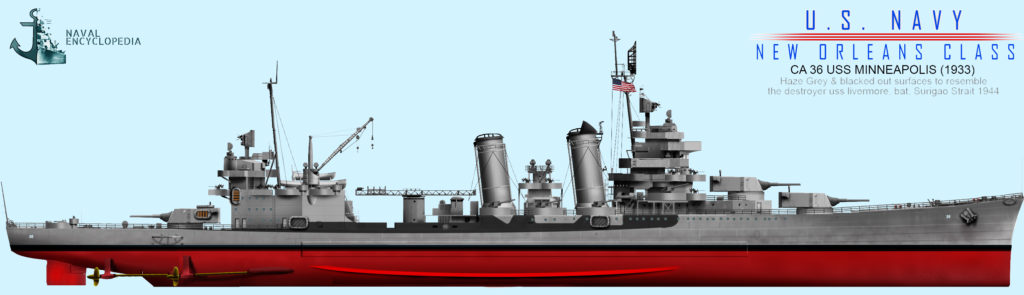 USS Minneapolis, measure 8 (variant) Battle of Surigao strait, 19 October 1944