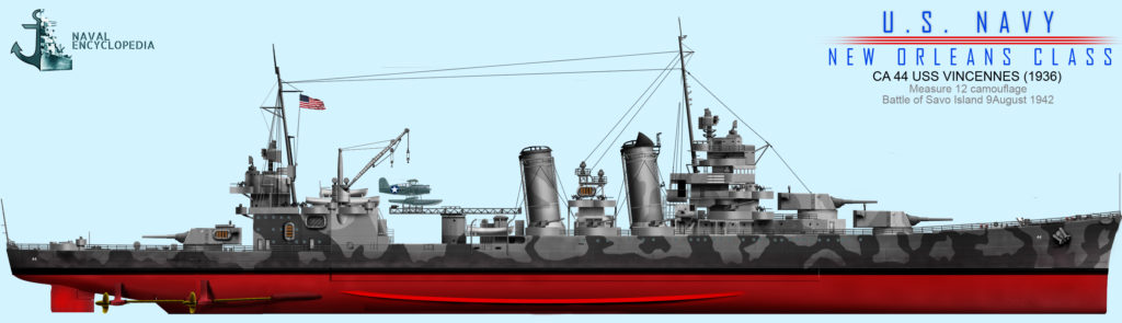 USS Vincennes, Measure 12, Battle of Savo Island, August 1942