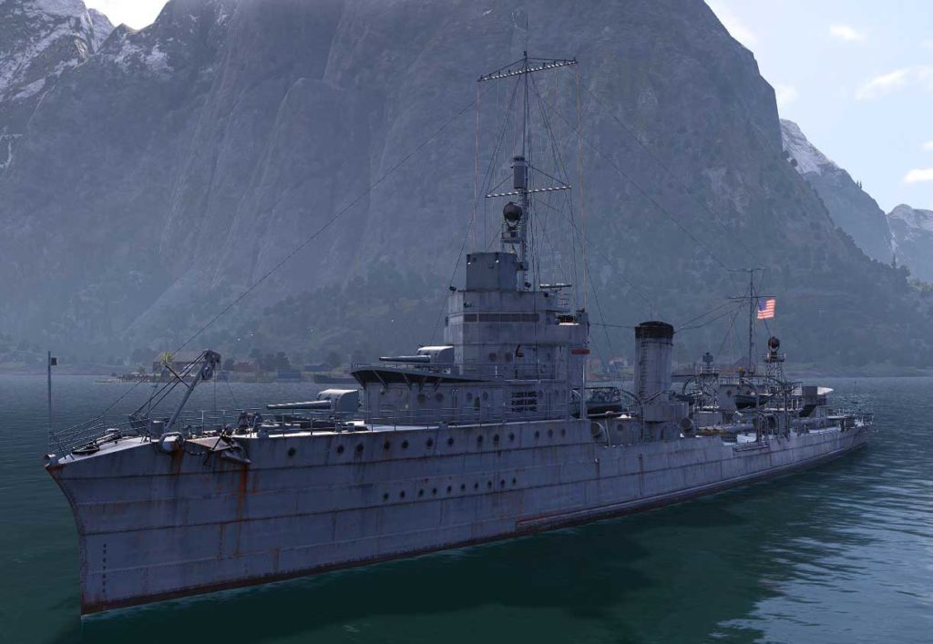 3d restitution of the USS Nicholas (World of Warships)