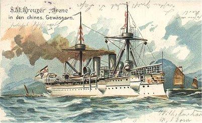 A postcard of the Asian squadron showing SMS Irene.
