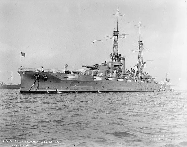 USS Pennsylvania as completed in 1916, official USN ordnance photo