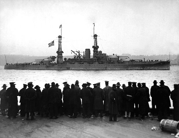 USS Arizona in 1918, for the naval review in New York following victory celebrations