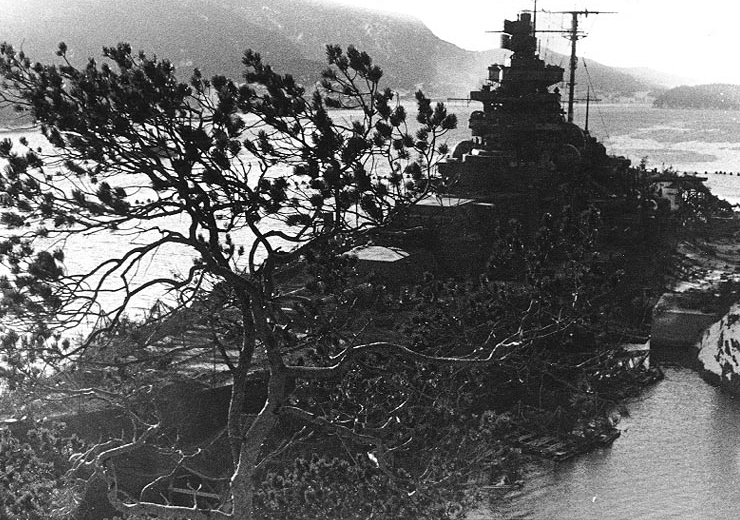 Tirpitz camouflaged in the Fættenfjord